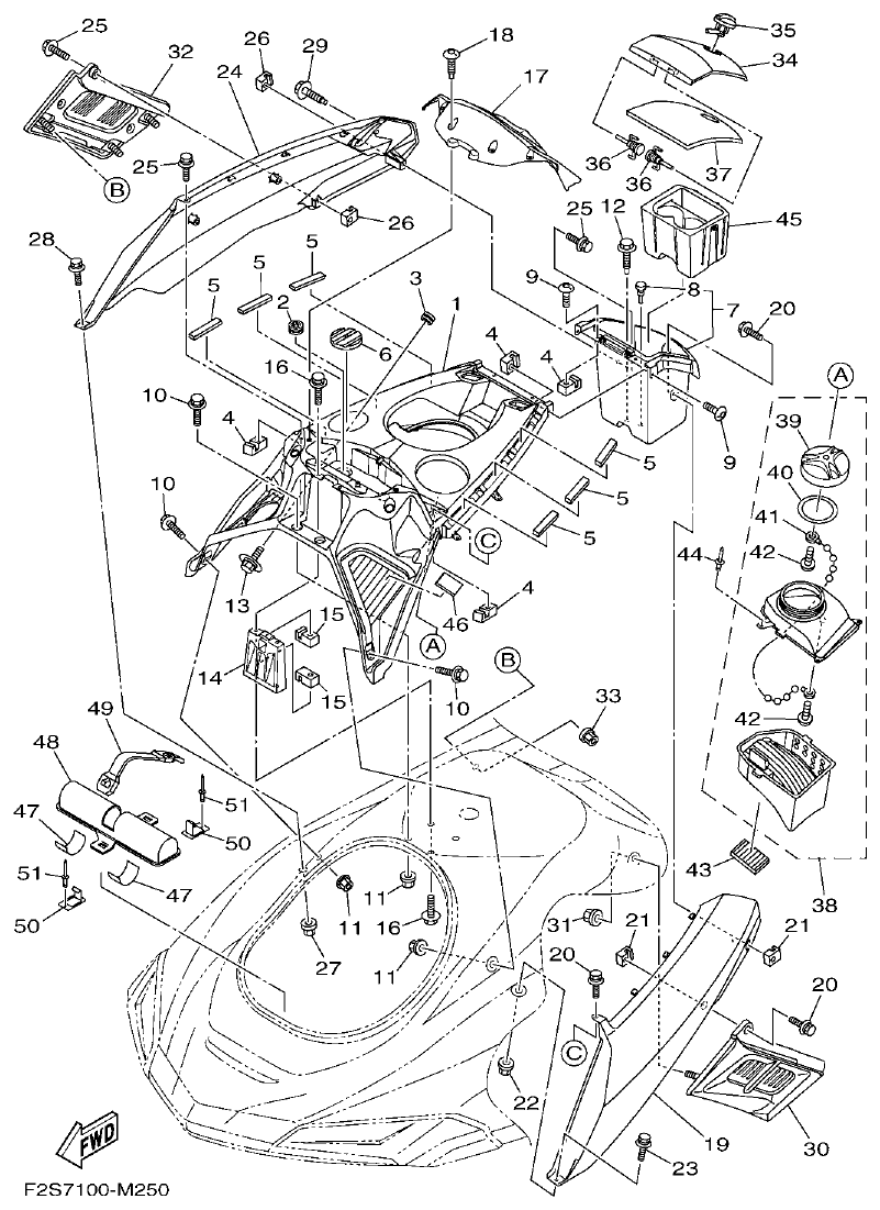 Yamaha FA1800A-M ENGINE HATCH 1 parts diagram